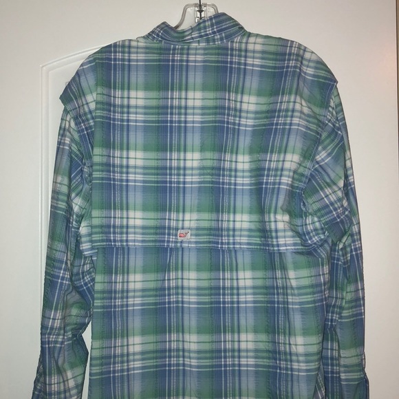Vineyard Vines Blue/Green Button down Harbor Shirt - Picture 2 of 3